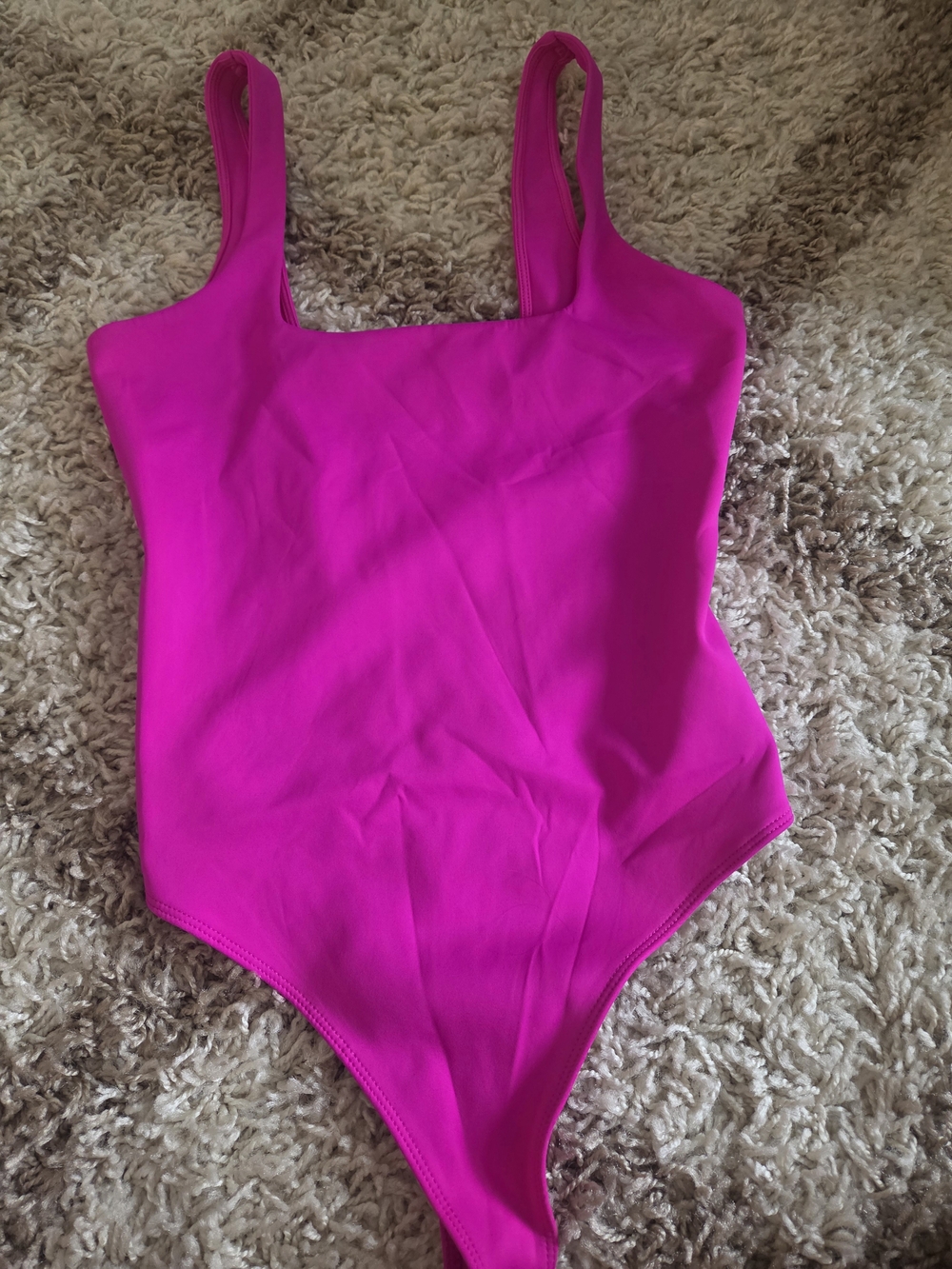 Good American Vibrant Hot Pink Square Neck Bodysuit